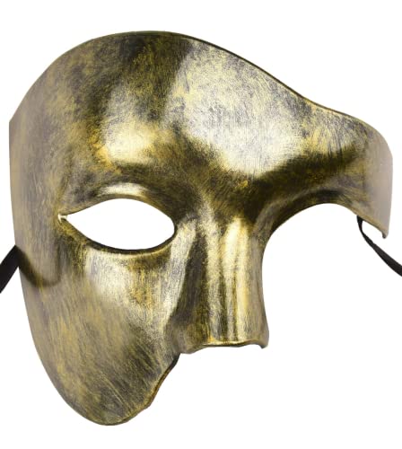 Lilwemen Herrenmaske Maskerade Maske Phantom der Oper Halbmaske (Gold) von Lilwemen