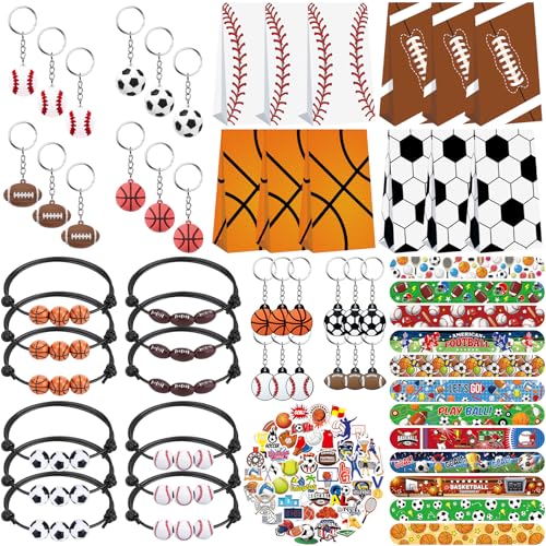 Sport Party Favors - Sport-Thema Geburtstag Party Supplies Dekorationen, Geschenk-Taschen, Slap Armbänder, Schlüsselanhänger, Charm Armbänder, Aufkleber für Jungen Mädchen Kinder Party Favorit Sport Party Favors - Sport-Thema Geburtstag Party Supplies Dekorationen, Geschenk-Taschen, Slap Armbänder, Schlüsselanhänger, Charm Armbänder, Aufkleber für Jungen Mädchen Kinder Party Favorit von Lilwemen