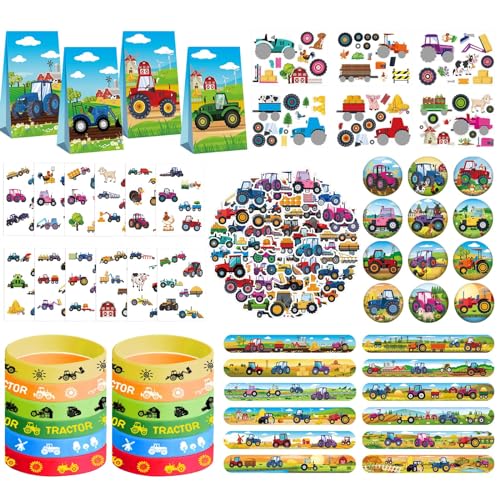 Traktor Party Favors - Bauernhof Traktor Thema Geburtstag Party Supplies Dekorationen, Geschenk-Taschen, Slap Armbänder, Gummi Armbänder, Tattoo Aufkleber, Button Pin, DIY Aufkleber für Jungen Kinder Traktor Party Favors - Bauernhof Traktor Thema Geburtstag Party Supplies Dekorationen, Geschenk-Taschen, Slap Armbänder, Gummi Armbänder, Tattoo Aufkleber, Button Pin, DIY Aufkleber für Jungen Kinder von Lilwemen