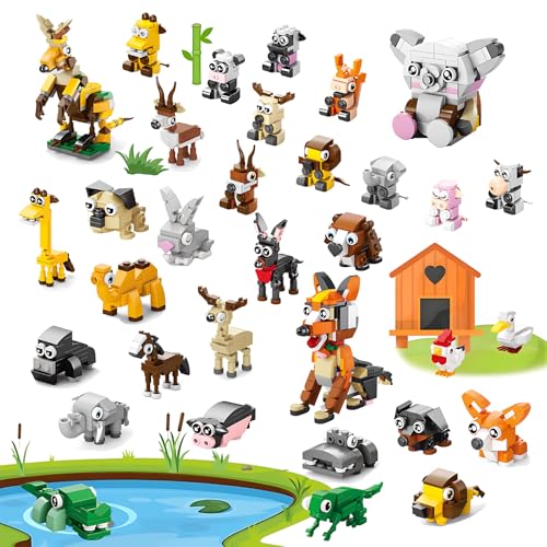 LilyBeauty 30 Stück Bausteine für Jungen und Grills, 10 in 1 Mini-Tier-Baustein-Sets für Klassenzimmerpreise, Geburtstag, Partygeschenke, Valentinstag, Ostergeschenke (Tiere) von LilyBeauty