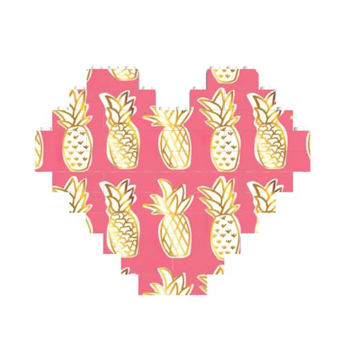 Ananas-Baustein-Puzzle in Herzform, personalisiertes Geschenk für Männer und Frauen von LimPac