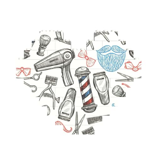 Barber Shop Monochromer Baustein-Puzzle in Herzform, individuelles Geschenk für Männer und Frauen von LimPac