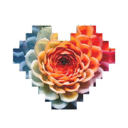 Blumen-Wirbel-Baustein-Puzzle in Herzform, personalisiertes Geschenk für Männer und Frauen Blumen-Wirbel-Baustein-Puzzle in Herzform, personalisiertes Geschenk für Männer und Frauen von LimPac