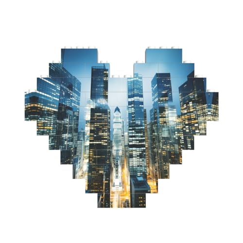 City Night Balkon Wolkenkratzer Baustein-Puzzle Herzform, personalisiertes Geschenk für Männer und Frauen City Night Balkon Wolkenkratzer Baustein-Puzzle Herzform, personalisiertes Geschenk für Männer und Frauen von LimPac