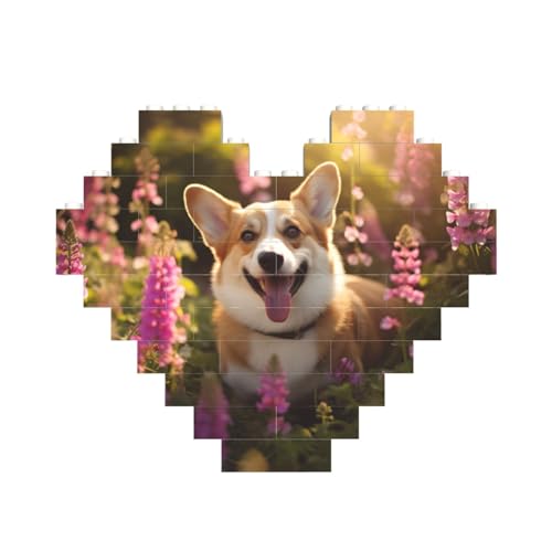 Corgi Blumen-Puzzle mit Blumenmotiv, Frühlingsgarten, Baustein-Puzzle, herzförmig, personalisiertes Geschenk für Männer und Frauen Corgi Blumen-Puzzle mit Blumenmotiv, Frühlingsgarten, Baustein-Puzzle, herzförmig, personalisiertes Geschenk für Männer und Frauen von LimPac
