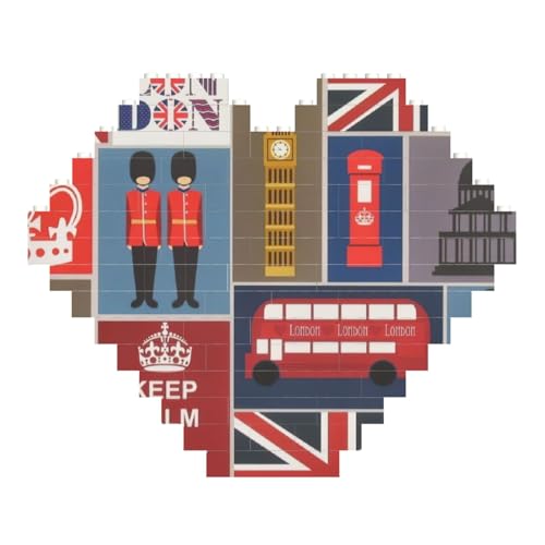 England-Symbole, herzförmiges Baustein-Puzzle, personalisiertes Fotogeschenke zum Valentinstag von LimPac