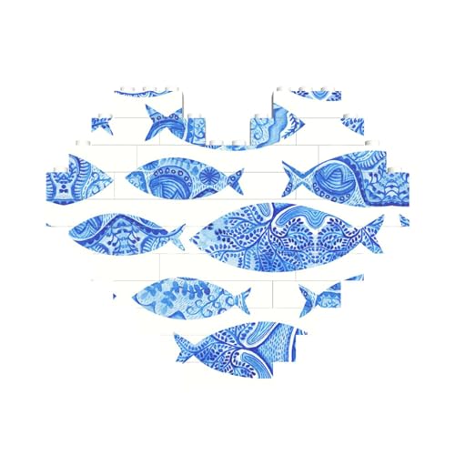 Fischgemälde, Baustein-Puzzle, herzförmig, personalisiertes Geschenk für Männer und Frauen Fischgemälde, Baustein-Puzzle, herzförmig, personalisiertes Geschenk für Männer und Frauen von LimPac