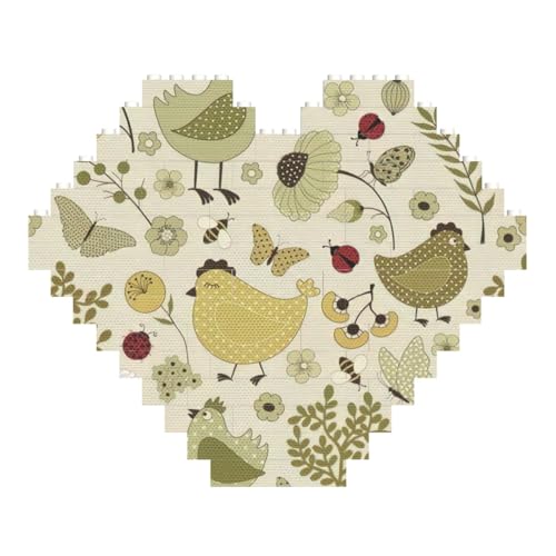 Gelbe Blätter Huhn Herzförmiges Baustein-Puzzle, personalisierte personalisierte Fotogeschenke für Valentinstag Gelbe Blätter Huhn Herzförmiges Baustein-Puzzle, personalisierte personalisierte Fotogeschenke für Valentinstag von LimPac