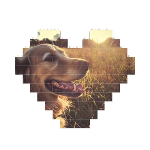 Golden Retriever Baustein-Puzzle in Herzform, personalisiertes Geschenk für Männer und Frauen von LimPac