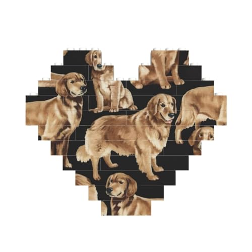 Golden Retrievers Baustein-Puzzle in Herzform, personalisiertes Geschenk für Männer und Frauen von LimPac