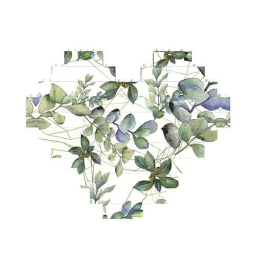 Grüne Eukalyptusblätter, Baustein-Puzzle, herzförmig, individuelles Geschenk für Männer und Frauen Grüne Eukalyptusblätter, Baustein-Puzzle, herzförmig, individuelles Geschenk für Männer und Frauen von LimPac