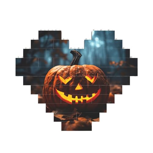 Halloween-Kürbis-Baustein-Puzzle, herzförmig, personalisiertes Geschenk für Männer und Frauen Halloween-Kürbis-Baustein-Puzzle, herzförmig, personalisiertes Geschenk für Männer und Frauen von LimPac