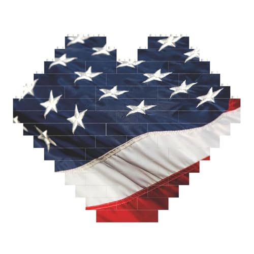 LimPac Amerikanische Flagge, herzförmiges Baustein-Puzzle, personalisiertes Fotogeschenke für Valentinstag von LimPac