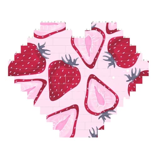 LimPac Erdbeer-Muster, herzförmiges Baustein-Puzzle, personalisiertes Fotogeschenke für Valentinstag LimPac Erdbeer-Muster, herzförmiges Baustein-Puzzle, personalisiertes Fotogeschenke für Valentinstag von LimPac