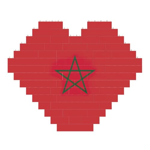LimPac Flagge von Marokko, herzförmiges Baustein-Puzzle, personalisiertes Fotogeschenke zum Valentinstag von LimPac