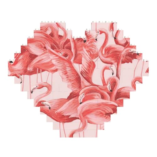 LimPac Flamingo Herzförmiges Baustein-Puzzle, personalisiertes Fotogeschenke zum Valentinstag von LimPac