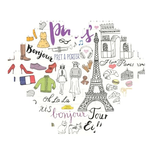 LimPac Französische Paris-Tour Eiffelturm herzförmiges Baustein-Puzzle, personalisiertes Fotogeschenke zum Valentinstag LimPac Französische Paris-Tour Eiffelturm herzförmiges Baustein-Puzzle, personalisiertes Fotogeschenke zum Valentinstag von LimPac