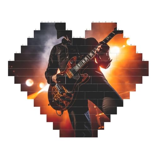 LimPac Musikgitarre in Herzform, Baustein-Puzzle, personalisiertes Fotogeschenke zum Valentinstag von LimPac