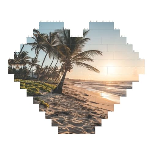 LimPac Tropisches Herz Baustein-Puzzle, personalisierbares Geschenk zum Valentinstag von LimPac