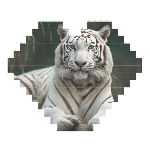 LimPac Weißer Tiger, herzförmiges Baustein-Puzzle, personalisiertes Fotogeschenke für Valentinstag LimPac Weißer Tiger, herzförmiges Baustein-Puzzle, personalisiertes Fotogeschenke für Valentinstag von LimPac