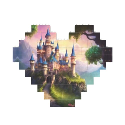Magisches Märchenschloss, Baustein-Puzzle, herzförmig, personalisiertes Geschenk für Männer und Frauen Magisches Märchenschloss, Baustein-Puzzle, herzförmig, personalisiertes Geschenk für Männer und Frauen von LimPac