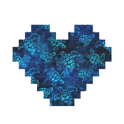 Meeresschildkröten-Baustein-Puzzle in Herzform, personalisiertes Geschenk für Männer und Frauen, Blau Meeresschildkröten-Baustein-Puzzle in Herzform, personalisiertes Geschenk für Männer und Frauen, Blau von LimPac