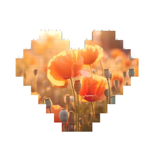 Mohnblumen-Baustein-Puzzle in Herzform, personalisiertes Geschenk für Männer und Frauen Mohnblumen-Baustein-Puzzle in Herzform, personalisiertes Geschenk für Männer und Frauen von LimPac