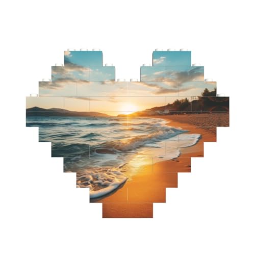 Ocean Sunset Baustein-Puzzle in Herzform, personalisiertes Geschenk für Männer und Frauen von LimPac