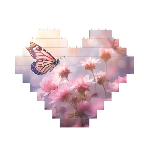 Rosa Blume Baustein-Puzzle Herzform, personalisiertes Geschenk für Männer und Frauen Rosa Blume Baustein-Puzzle Herzform, personalisiertes Geschenk für Männer und Frauen von LimPac
