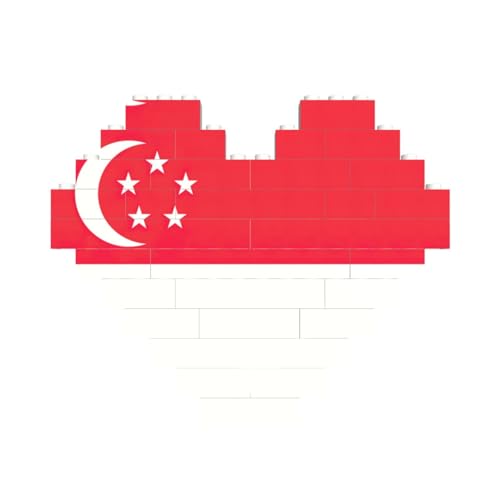 Singapur-Flagge, Baustein-Puzzle, herzförmig, personalisiertes Geschenk für Männer und Frauen von LimPac