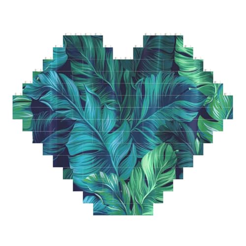 Tropische Palmenblätter, herzförmiges Baustein-Puzzle, personalisiertes Fotogeschenke zum Valentinstag Tropische Palmenblätter, herzförmiges Baustein-Puzzle, personalisiertes Fotogeschenke zum Valentinstag von LimPac