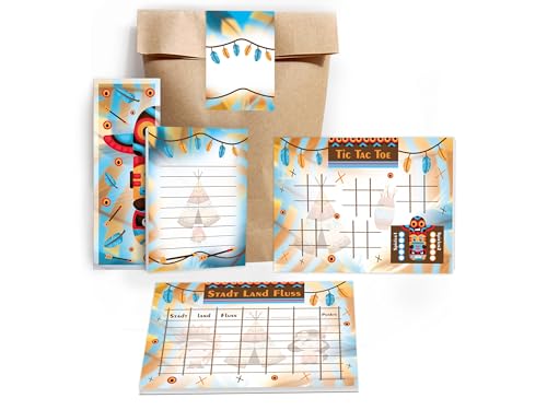 12 Lesezeichen + 12 Mini-Notizblöcke A7 + 12 Tic Tac Toe A6 + 12 Stadt-Land-Fluss A6 je 25 Blätter + 12 Tüten + 12 Aufkleber Gastgeschenk Mitgebsel Kindergeburtstag Party Unisex Teenies Jungs Indianer 12 Lesezeichen + 12 Mini-Notizblöcke A7 + 12 Tic Tac Toe A6 + 12 Stadt-Land-Fluss A6 je 25 Blätter + 12 Tüten + 12 Aufkleber Gastgeschenk Mitgebsel Kindergeburtstag Party Unisex Teenies Jungs Indianer von Limonia