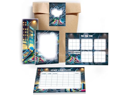 12 Lesezeichen + 12 Mini-Notizblöcke A7 + 12 Tic Tac Toe A6 + 12 Stadt-Land-Fluss A6 je 25 Blätter + 12 Tüten + 12 Aufkleber Gastgeschenk Mitgebsel Kindergeburtstag Party Unisex Teenies Jungs Graffiti 12 Lesezeichen + 12 Mini-Notizblöcke A7 + 12 Tic Tac Toe A6 + 12 Stadt-Land-Fluss A6 je 25 Blätter + 12 Tüten + 12 Aufkleber Gastgeschenk Mitgebsel Kindergeburtstag Party Unisex Teenies Jungs Graffiti von Limonia
