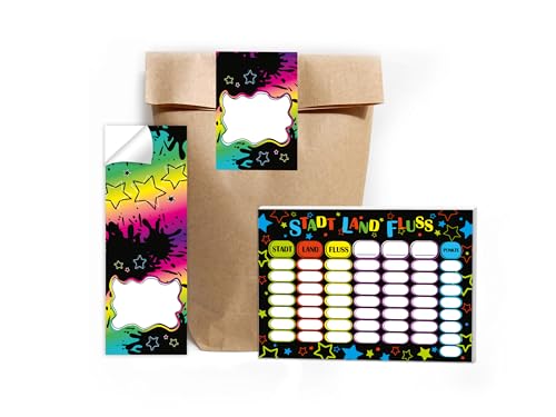 Limonia 10 Stadt-Land-Fluss je 25 Blätter DIN A6 + 10 Tüten + 10 Selbstklebende Aufkleber Gastgeschenk Mitgebsel zum Kindergeburtstag Motto-Party Fest Feier Event Jungen Jungs Boys Schule bunt neon Limonia 10 Stadt-Land-Fluss je 25 Blätter DIN A6 + 10 Tüten + 10 Selbstklebende Aufkleber Gastgeschenk Mitgebsel zum Kindergeburtstag Motto-Party Fest Feier Event Jungen Jungs Boys Schule bunt neon von Limonia
