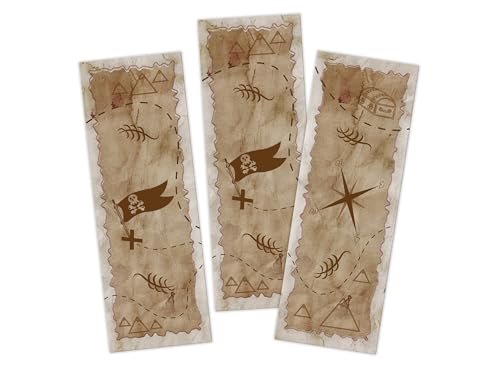 Limonia 6 Lesezeichen Set Papier Mitbringsel Gastgeschenk Mitgebsel Giveaways zum Kindergeburtstag Motto-Party Fest Feier Event Unisex Teenies Mädels Jungs Piraten Schatz Abenteuer Quest von Limonia