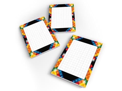Limonia 8 Mini-Notizblöcke je 25 Blätter DIN A7 Set Mitbringsel Gastgeschenk Mitgebsel zum Kindergeburtstag Motto-Party Fest Feier Event Reise Unisex Teenies Mädels Jungs Bausteine bunt von Limonia