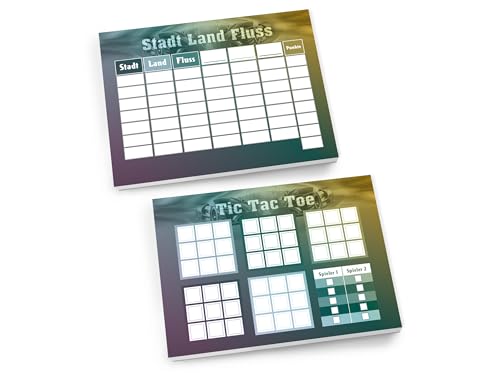 Limonia Set 1 Tic Tac Toe + 1 Stadt Land Fluss je 25 Blätter Papierspiel Mitgebsel Mitbringsel Gastgeschenk zum Kindergeburtstag Fest Motto-Party Reise Unisex Teenies Mädels Jungs Auto Rennauto von Limonia