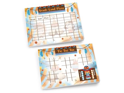 Set 1 Tic Tac Toe + 1 Stadt Land Fluss je 25 Blätter Papierspiel Mitgebsel Mitbringsel Gastgeschenk zum Kindergeburtstag Fest Motto-Party Reise Unisex Teenies Mädels Jungs Indianer Federn Abenteuer Set 1 Tic Tac Toe + 1 Stadt Land Fluss je 25 Blätter Papierspiel Mitgebsel Mitbringsel Gastgeschenk zum Kindergeburtstag Fest Motto-Party Reise Unisex Teenies Mädels Jungs Indianer Federn Abenteuer von Limonia
