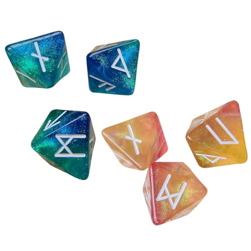 6 x 8-seitige Wahrsagen-Vorhersagespiel-Würfel, exquisite, polyedrische Runen für tragbare Tischunterhaltung mit Sternennacht-Spiel von Limtula