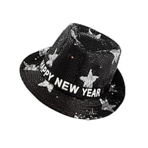 Blinkende Pailletten-Hüte mit Stern, Frohes neues Jahr, Hüte mit LED-Lichtern und Pailletten, für Damen und Herren, Partyzubehör von Limtula