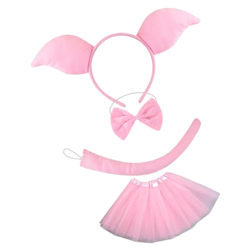 Halloween-Tier-Outfit, Schweinekostüm, Zubehör mit Stirnband, Schwanz, Nase, Fliege, Rock für Kinder, Erwachsene, Halloween, Geburtstag von Limtula