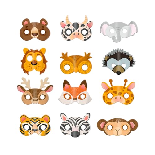 Limtula 12 Pack Kinderpapier Tiermaske Für Themen Geburtstagsfeiern Und Bildungsaktivität Cosplay Safaris Party Dress Up Limtula 12 Pack Kinderpapier Tiermaske Für Themen Geburtstagsfeiern Und Bildungsaktivität Cosplay Safaris Party Dress Up von Limtula