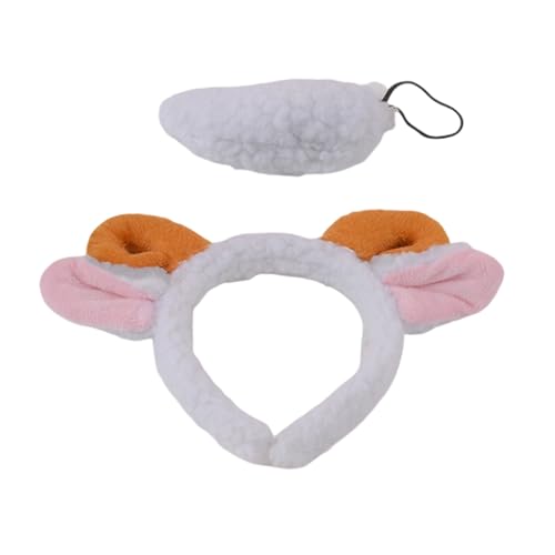 Limtula 2pcs Schaf Kostüm Set Mit Ohren Stirnband Schwanzzubehör Für Halloween Kostümer Party Requisiten Halloween Cosplay Kostüm von Limtula