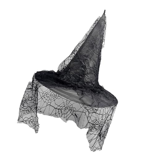 Limtula Böser Hexenhut, Halloween-Kostüm, Zubehör für Halloween-Party, Spinnennetz, durchsichtige Kopfbedeckung für Maskerade von Limtula