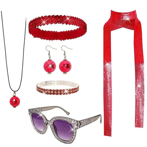 Limtula Discoteche Kostüme Outfits 60er 70er 80er Jahre Zubehör Disco Stirnband Ohrringe Armbänder Sonnenbrille für Halloween Party Halloween Kostüm Limtula Discoteche Kostüme Outfits 60er 70er 80er Jahre Zubehör Disco Stirnband Ohrringe Armbänder Sonnenbrille für Halloween Party Halloween Kostüm von Limtula