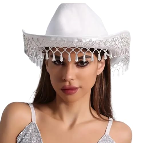 Limtula Fransen Drop Cowboy Für Erwachsene Frauen Brautdusche Cowgirl Maskeraden Party Kostümhut Musik Festival Foto Limtula Fransen Drop Cowboy Für Erwachsene Frauen Brautdusche Cowgirl Maskeraden Party Kostümhut Musik Festival Foto von Limtula