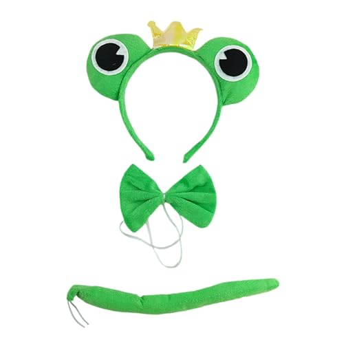 Limtula Frosch-Kostüm-Zubehör-Set, Frosch-Ohren, Stirnband, Schwanz, Fliege, Tier-Kostüm für Halloween, Cosplay, Cosplay von Limtula