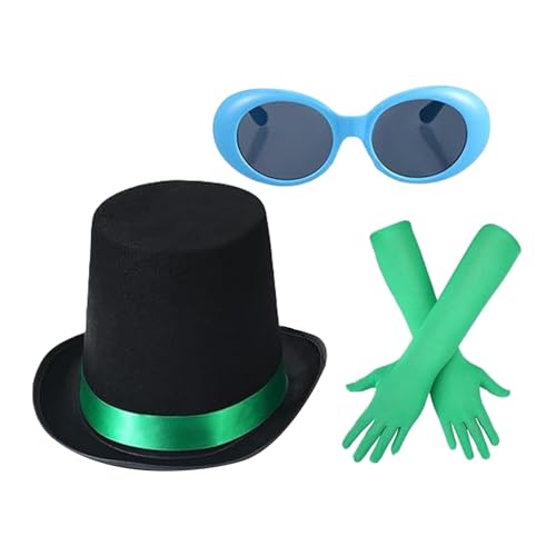 Limtula Halloween Kostümzubehör Top Elbogen Länge Handschuhe Ovale Sonnenbrille Brillenbuch Film Charakter Cosplay Kostüm Top von Limtula
