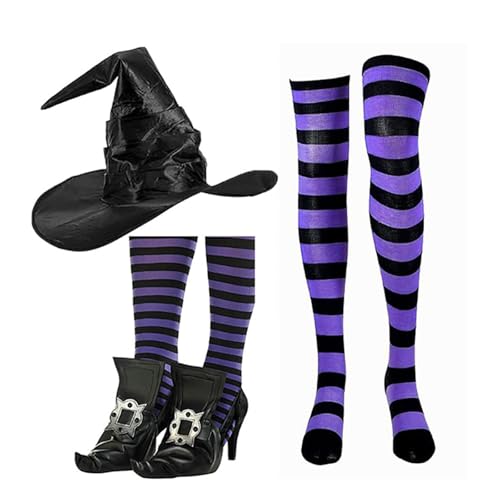 Limtula Halloween Witch Kostüm Set Mit Hexenhut Hexenschuharm Und Gestreiften Strümpfe Für Frauen Cosplay Party Carnivals Limtula Halloween Witch Kostüm Set Mit Hexenhut Hexenschuharm Und Gestreiften Strümpfe Für Frauen Cosplay Party Carnivals von Limtula