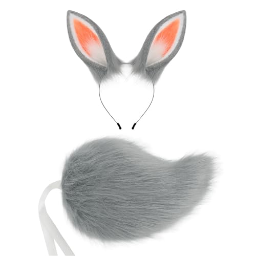 Limtula Kaninchen Kostüm Set Plüsch Tierisches Ohrhaarband Tierschwanz Halloween Tierkostümzubehör Für Girl Cosplay Limtula Kaninchen Kostüm Set Plüsch Tierisches Ohrhaarband Tierschwanz Halloween Tierkostümzubehör Für Girl Cosplay von Limtula